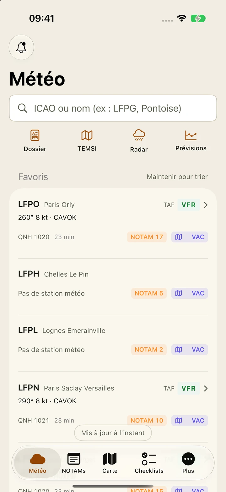 Capture réelle de Skyaltis : Météo